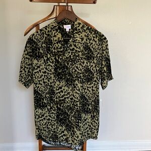 LuLaRoe Green and Black Animal Print Men's Shirt